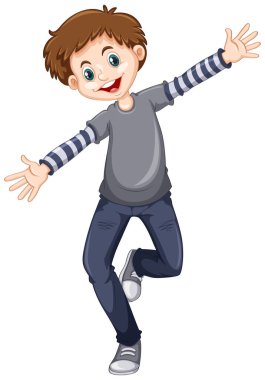 Kocaman bir gülümseme ile mutlu çocuk