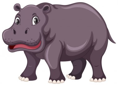 Beyaz arka plan üzerinde sevimli hippo