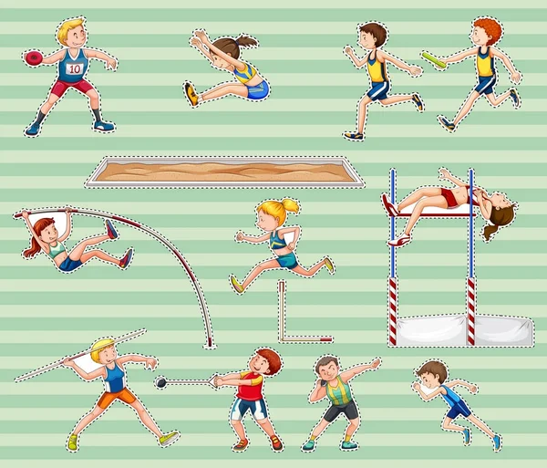 Set de pegatinas para deportes de atletismo — Vector de stock