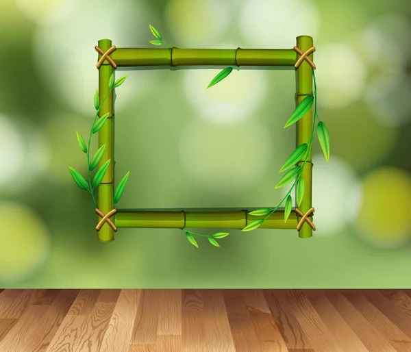 Bamboe frame op groene achtergrond — Stockvector