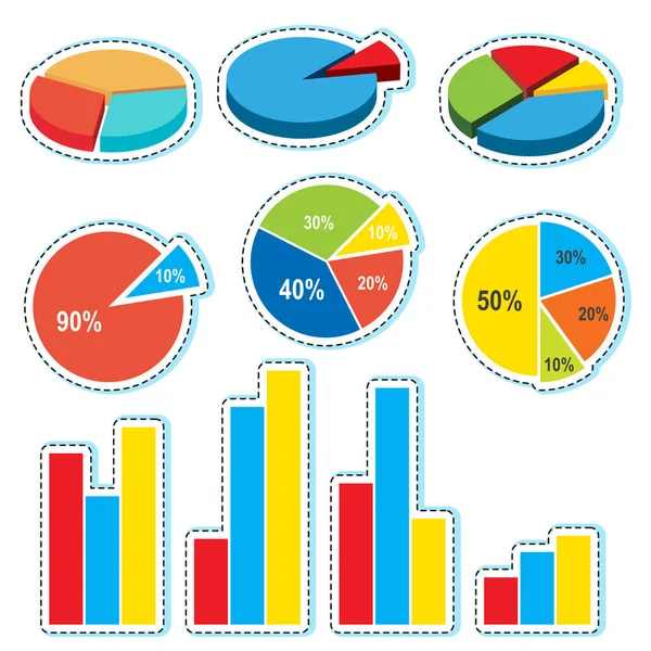 Diferentes diseños para piecharts y barcharts — Archivo Imágenes Vectoriales