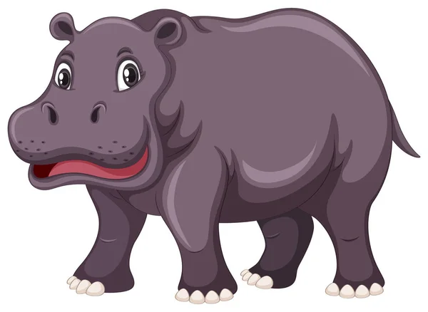 Cute hippo on white background — Stock Vector