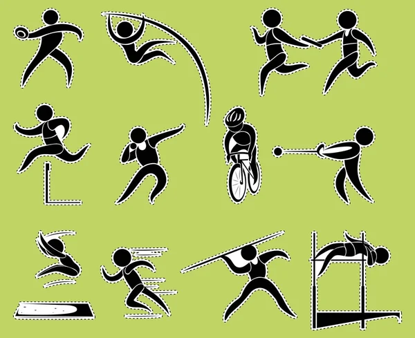 Diseño de pegatinas con deportes de atletismo — Vector de stock