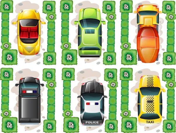 Different types of cars from topview — Stock Vector