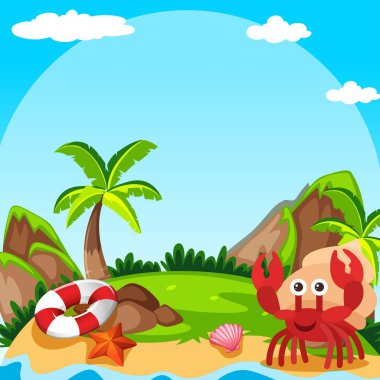 Yalnızcıl Yengeç Adası ile arka plan sahne