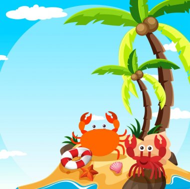 Yengeç ve pavurya Adası ile bir manzara