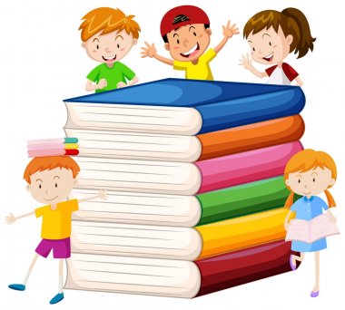 Büyük kitap ve mutlu çocuk