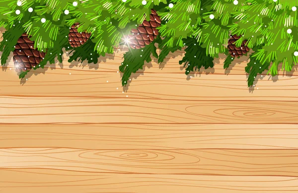 Achtergrond sjabloon met pinecone en pine bladeren — Stockvector