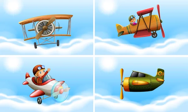 Quatre types d'avions — Image vectorielle