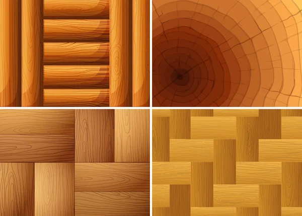 Quatre textures de fond de bois — Image vectorielle