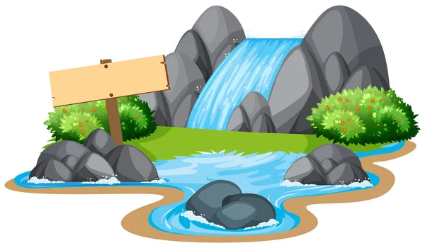 Scène met waterval en de rivier — Stockvector