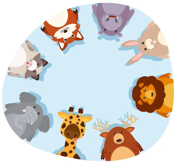 Bordure ronde avec des animaux mignons — Image vectorielle