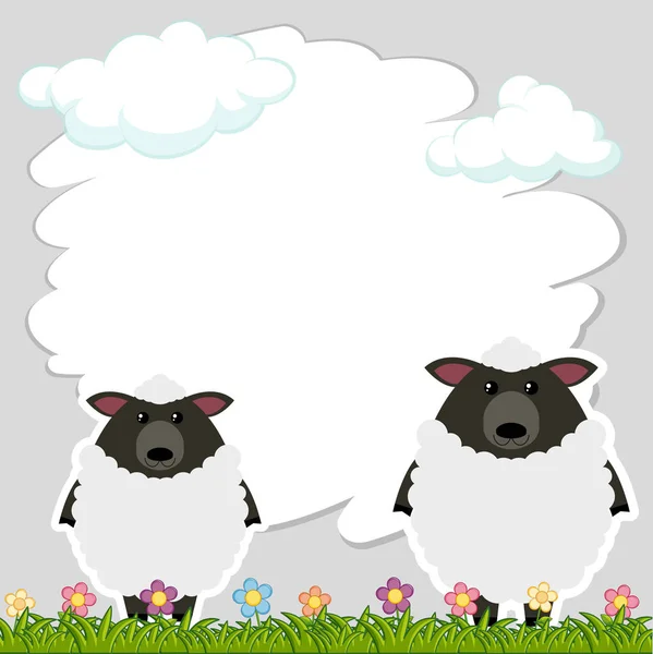 Plantilla de frontera con dos ovejas — Vector de stock
