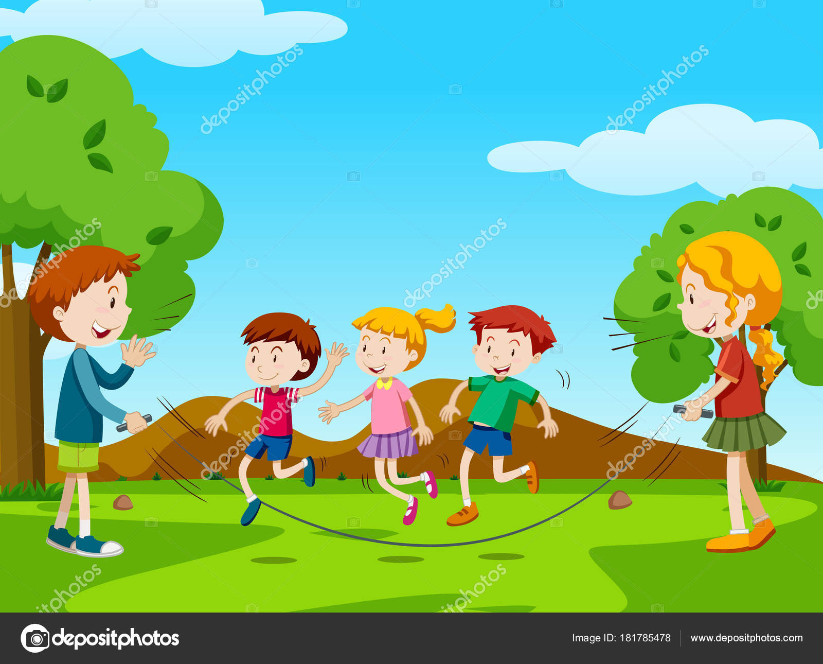 Rope Vector Clipart Of Kids