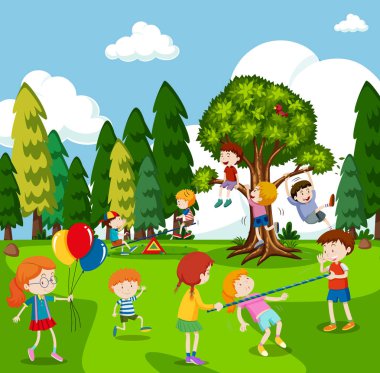 Pek çok çocuk oyun parkı