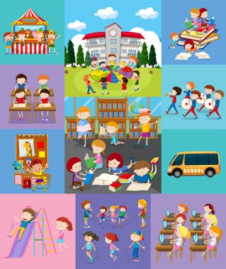 Çocuklar okulda farklı etkinlikler yapıyor