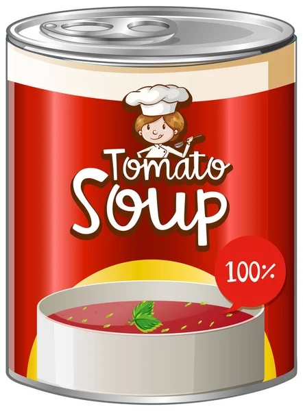 Alüminyum kutu içinde domates çorbası — Stok Vektör