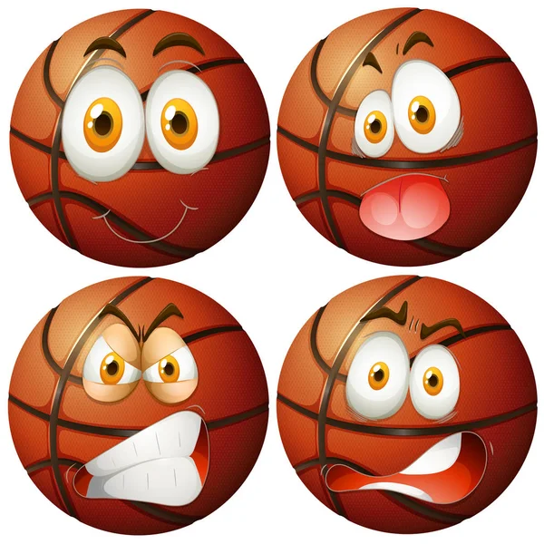 Basketballs with four different emotions