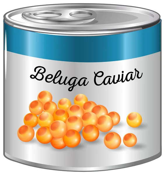 Kaviar Beluga dalam kaleng aluminium - Stok Vektor