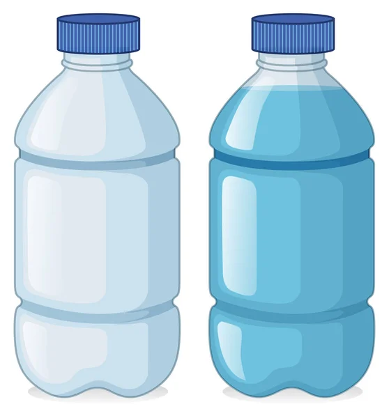 Dua botol dengan dan tanpa air - Stok Vektor