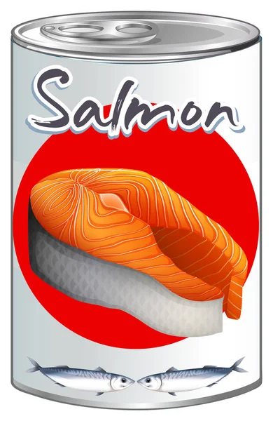 Zalm in aluminium blikje — Stockvector