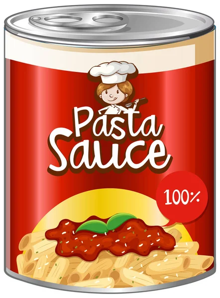 Pasta sauce in can with red label — Stock Vector