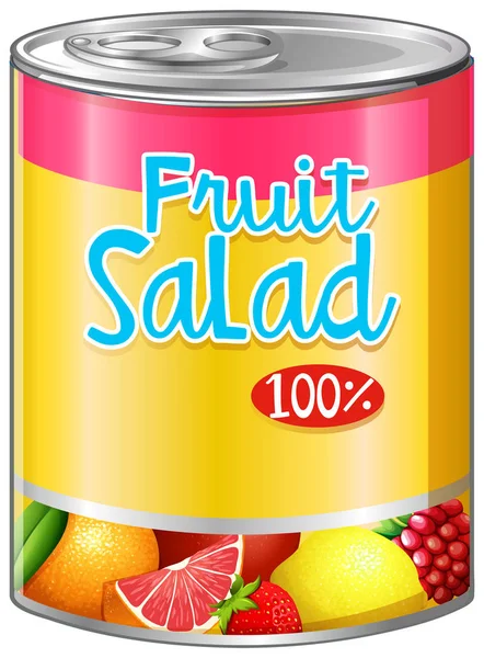 水果沙拉在铝罐头 — 图库矢量图片