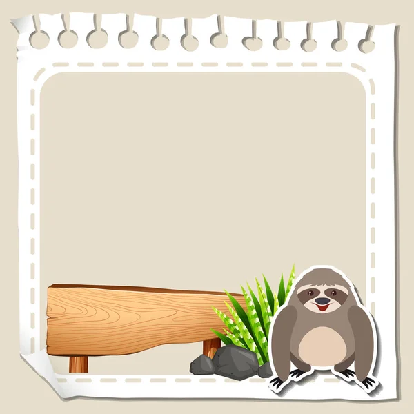 Бумажный шаблон с милым ленивцем — стоковый вектор