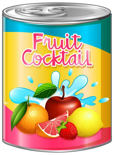 Cocktail de fruits en boîte en aluminium — Image vectorielle