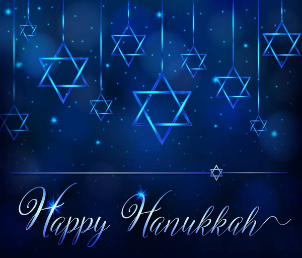 Happy hanukkah card template with blue star symbol