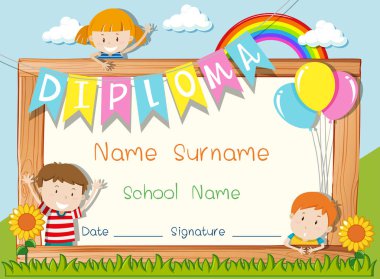 Diploma şablon çocuk parkı arka planda