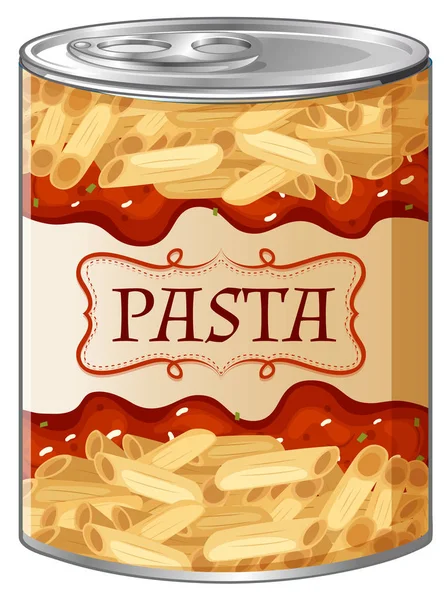 Pasta with sauce in aluminum can — Stock Vector