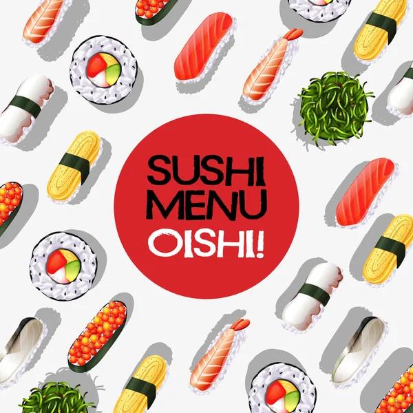 Design de menu com rolos de sushi — Vetor de Stock
