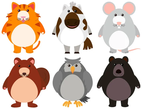 Animales lindos con sonrisa feliz — Vector de stock