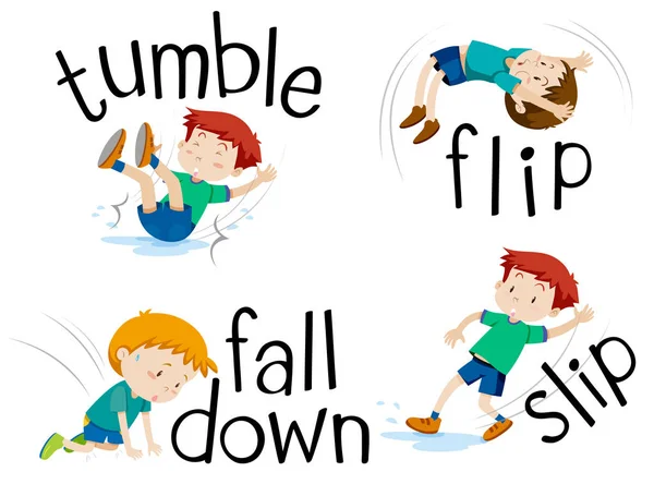 Boy flipping and falling down — Stock Vector