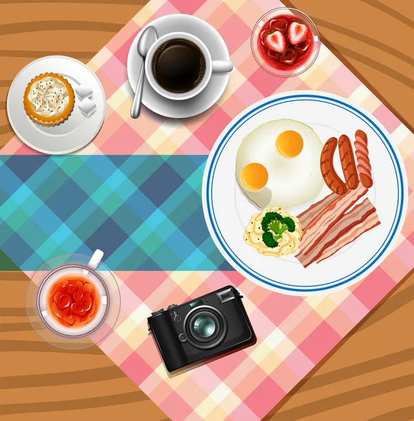 Ontwerp van de achtergrond met ontbijt set — Stockvector
