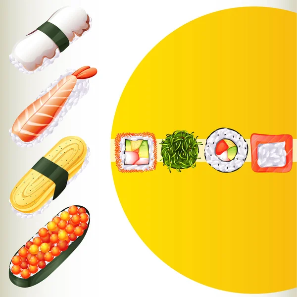 Japanese food on poster — Stock Vector