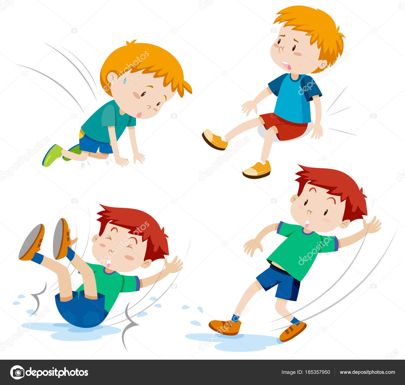 Niños que tienen diferentes tipos de accidentes Vector de stock #185357950  de ©blueringmedia, image size:1600x1520