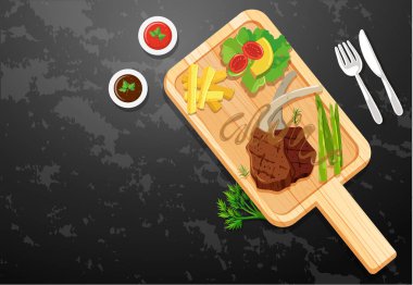 Lambchop ve sebze ahşap tahta üzerinde