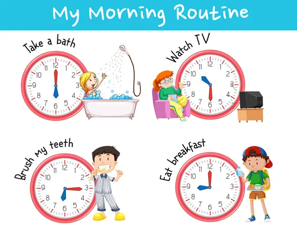 Diagram som visar olika morgon rutiner — Stock vektor