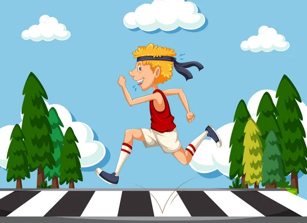Maigre homme courir sur la route — Image vectorielle