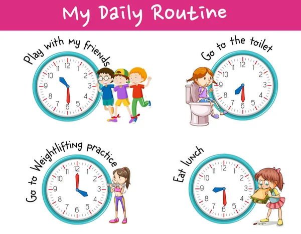 Children and different activities for daily routine