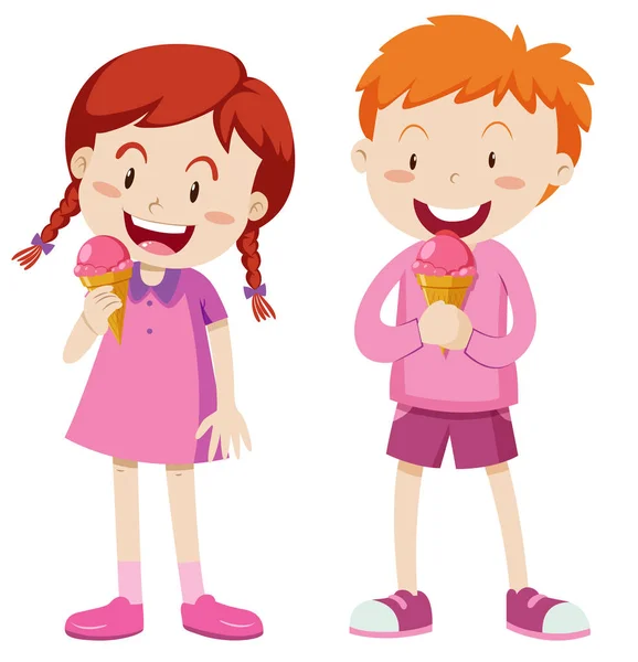 Хлопчик і дівчинка в рожевому вбранні з айсбергом — стоковий вектор