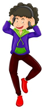 Adam kafasına kulaklık ile