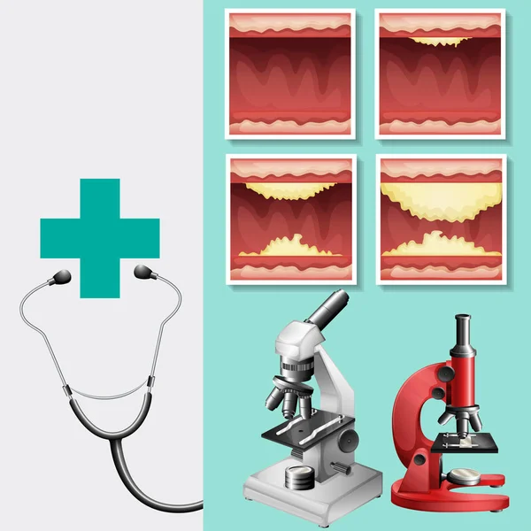 Medical theme with stethoscope and microscope