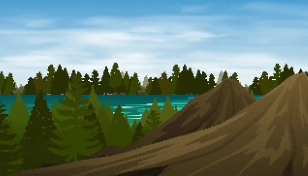 Contexte scène forêt sur montagne — Image vectorielle