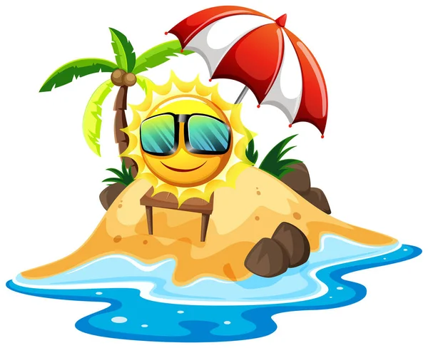 Happy sun on island — Stock Vector