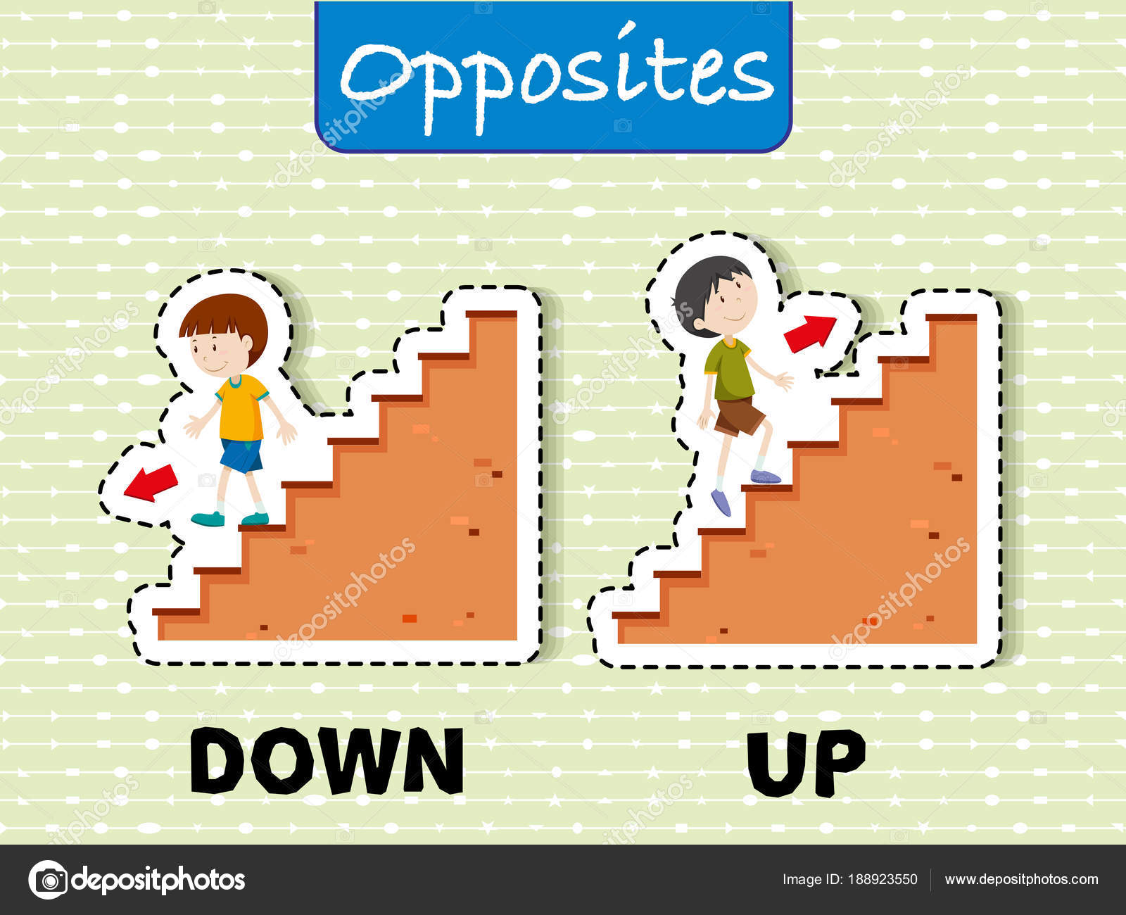 Opposite words for down and up — Stock Vector © blueringmedia 188923550