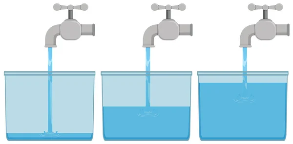Kranvattnet i hinkar — Stock vektor