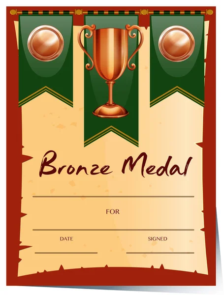 Disegno certificato per medaglia di bronzo — Vettoriale Stock